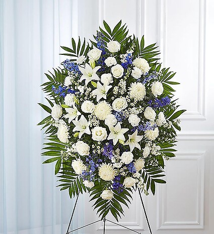 Blue &amp;amp; White Funeral Standing Spray