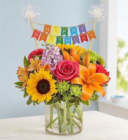 Floral Embrace&amp;trade; with Happy Birthday Banner 