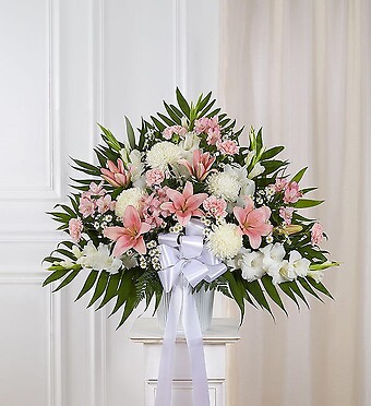 Heartfelt Sympathies&amp;trade; Standing Basket- Pink &amp;amp;White