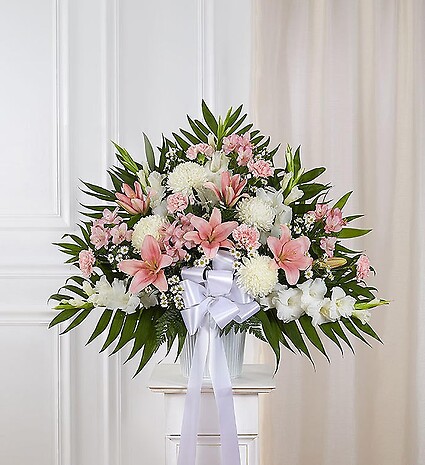 Heartfelt Sympathies&amp;trade; Standing Basket- Pink &amp;amp;White