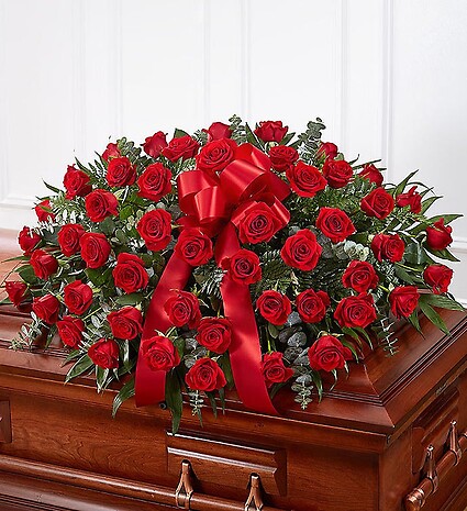 Red Rose Half Casket Cover