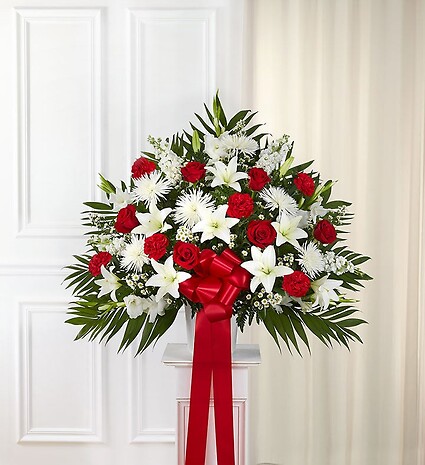 Heartfelt Sympathies&amp;trade; Standing Basket- Red &amp;amp; White