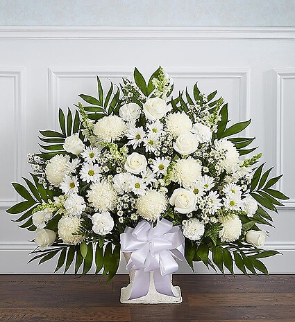 Heartfelt Tribute&amp;trade; White Floor Basket Arrangement