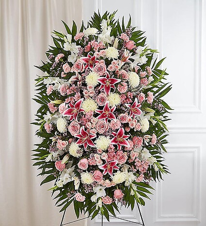 Pink &amp;amp; White Funeral Standing Spray