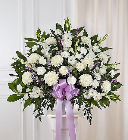 Heartfelt Sympathies Lavender &amp;amp; White Standing Basket