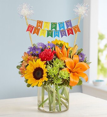 Floral Embrace&amp;trade; with Happy Birthday Banner 