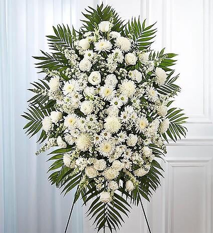 White Funeral Standing Spray