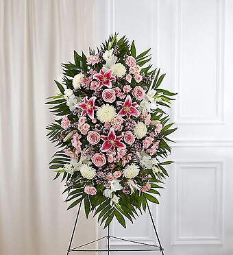 Pink &amp;amp; White Funeral Standing Spray