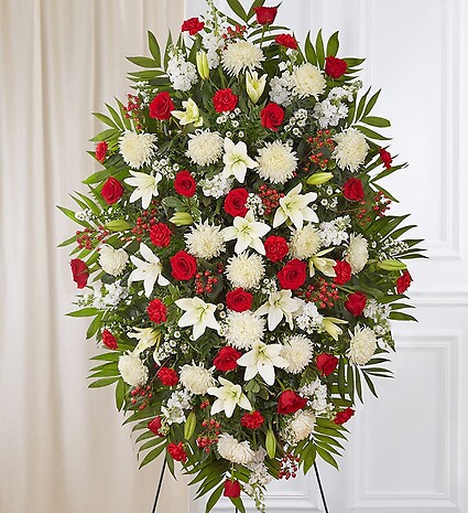 Red &amp;amp; White Sympathy Standing Spray