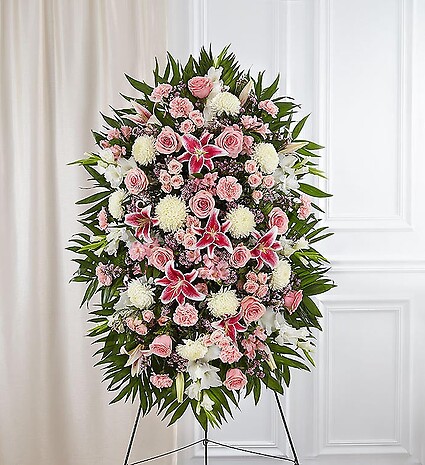 Pink &amp;amp; White Funeral Standing Spray