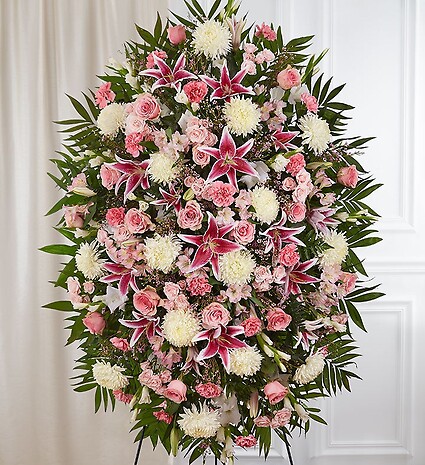 Pink &amp;amp; White Funeral Standing Spray