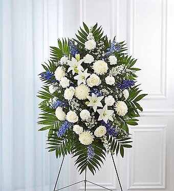 Blue &amp;amp; White Funeral Standing Spray