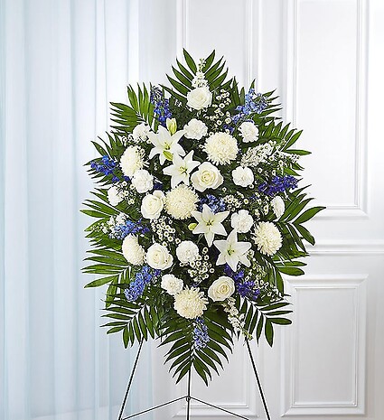 Blue &amp;amp; White Funeral Standing Spray
