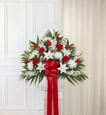Heartfelt Sympathies&amp;trade; Standing Basket- Red &amp;amp; White