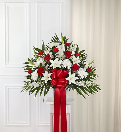 Heartfelt Sympathies&amp;trade; Standing Basket- Red &amp;amp; White
