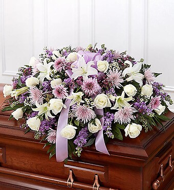 Lavender &amp;amp; White Mixed Half Casket Cover