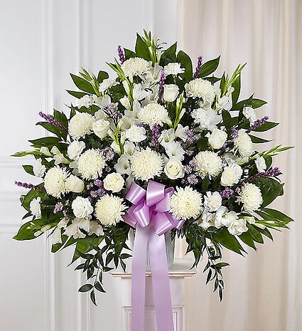 Heartfelt Sympathies Lavender &amp;amp; White Standing Basket