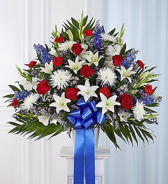 Heartfelt Sympathies&amp;trade; Red, White and Blue Standing Basket