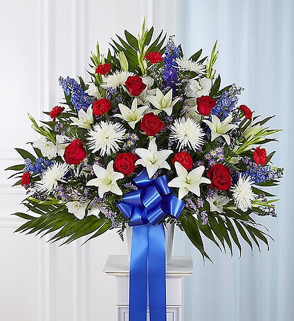 Heartfelt Sympathies&amp;trade; Red, White and Blue Standing Basket
