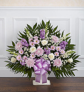 Heartfelt Tribute&amp;trade; Lavender &amp;amp; White Floor Basket Arrangement