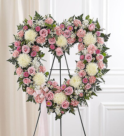 Always Remember&amp;trade; Floral Heart Tribute - Pink &amp;amp; White