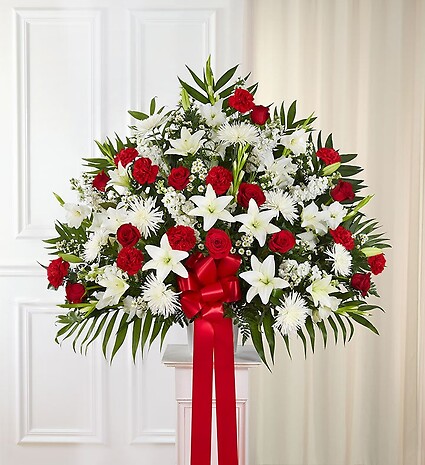 Heartfelt Sympathies&amp;trade; Standing Basket- Red &amp;amp; White