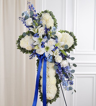 Peace &amp;amp; Prayers&amp;trade; Blue &amp;amp; White Standing Cross