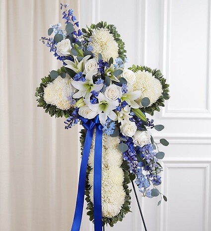 Peace &amp;amp; Prayers&amp;trade; Blue &amp;amp; White Standing Cross