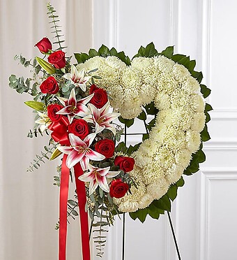 Always Remember&amp;trade; Floral Heart Tribute - Red Rose &amp;amp; Lily
