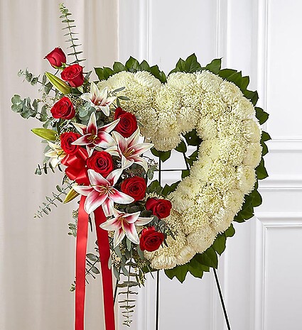 Always Remember&amp;trade; Floral Heart Tribute - Red Rose &amp;amp; Lily