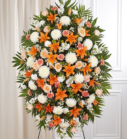 Peach, Orange &amp;amp; White Sympathy Standing Spray