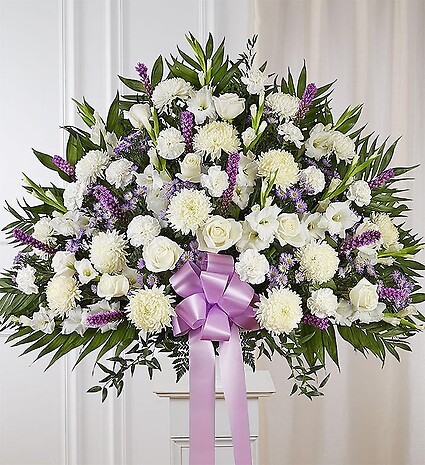 Heartfelt Sympathies Lavender &amp;amp; White Standing Basket
