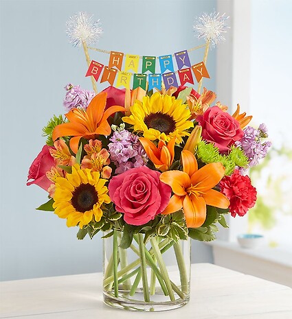 Floral Embrace&amp;trade; with Happy Birthday Banner 