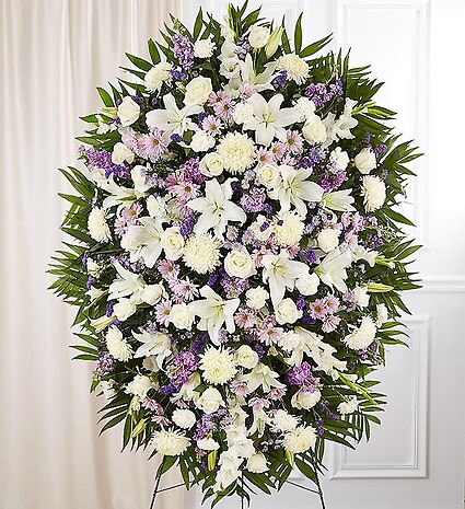 Lavender And White Funeral Standing Spray