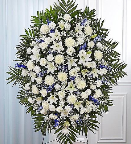 Blue &amp;amp; White Funeral Standing Spray