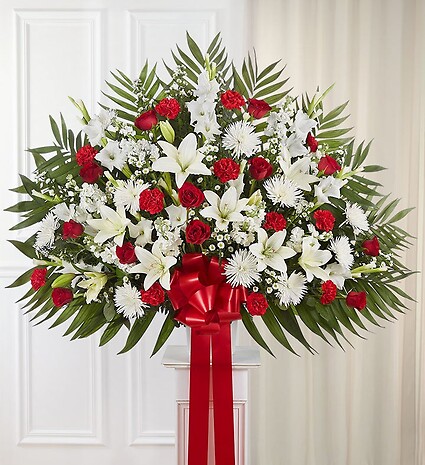 Heartfelt Sympathies&amp;trade; Standing Basket- Red &amp;amp; White