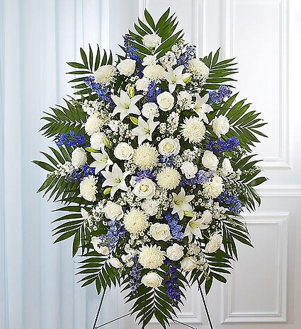 Blue &amp;amp; White Funeral Standing Spray