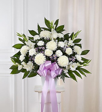 Heartfelt Sympathies Lavender &amp;amp; White Standing Basket