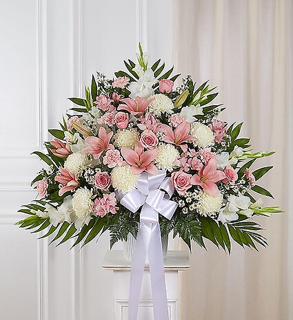 Heartfelt Sympathies&amp;trade; Standing Basket- Pink &amp;amp;White